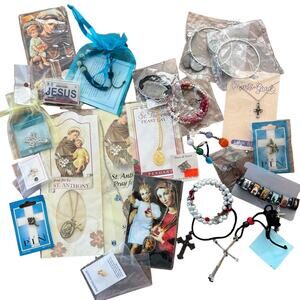 Huge lot of Christian Catholic Jesus Cross Jewelry and Accessories